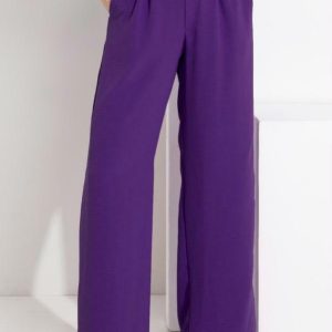 Pantalona Roxo Intenso com Pregas e Bolsos