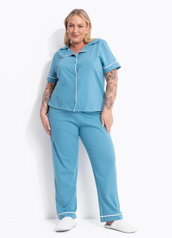 Pijama Americano Azul Claro em Algodão
