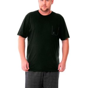 Pijama Decote Redondo e Bermuda Plus Preto