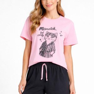 Pijama Feminino Blusa e Short Rosa