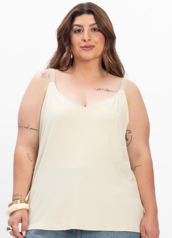 Regata Feminina Plus Size Bege