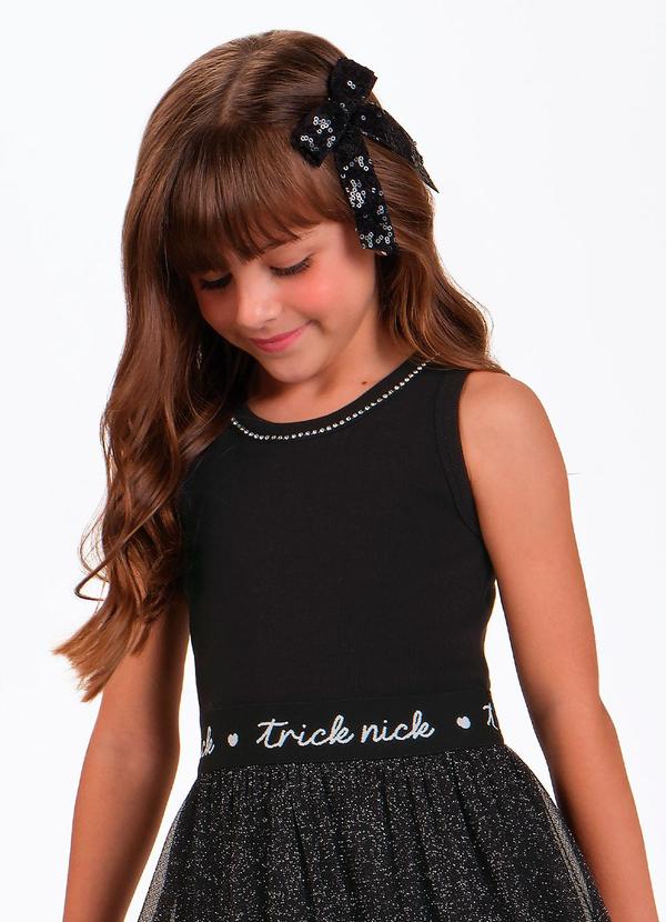 Regata Infantil com Corrente de Strass Preto