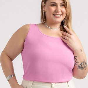 Regata Plus Size em Misturinha Rosa