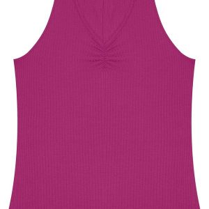 Regata Plus Size em Ribana Canelada Roxo