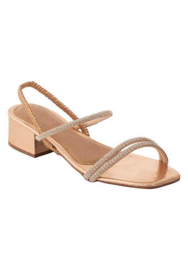 Sandália Cobre com Strass e Elástico