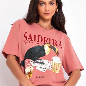T-Shirt Média Saideira Rosa Dengo Rosa