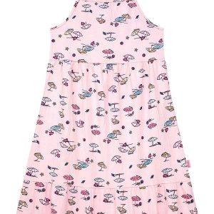 Vestido Alça com Babado Rosa