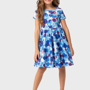 Vestido Azul Godê Floral