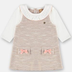 Vestido Bebê Malha Tweed Rosa