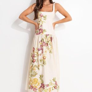 Vestido Cropped Flor de Roma Bege