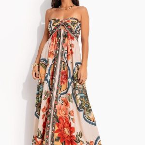 Vestido Cropped Flor do Rio Bege