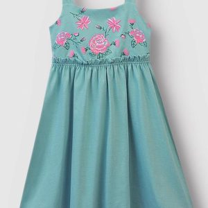 Vestido Floral Godê Azul Turquesa