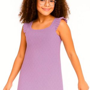 Vestido Infantil em Tricot Roxo