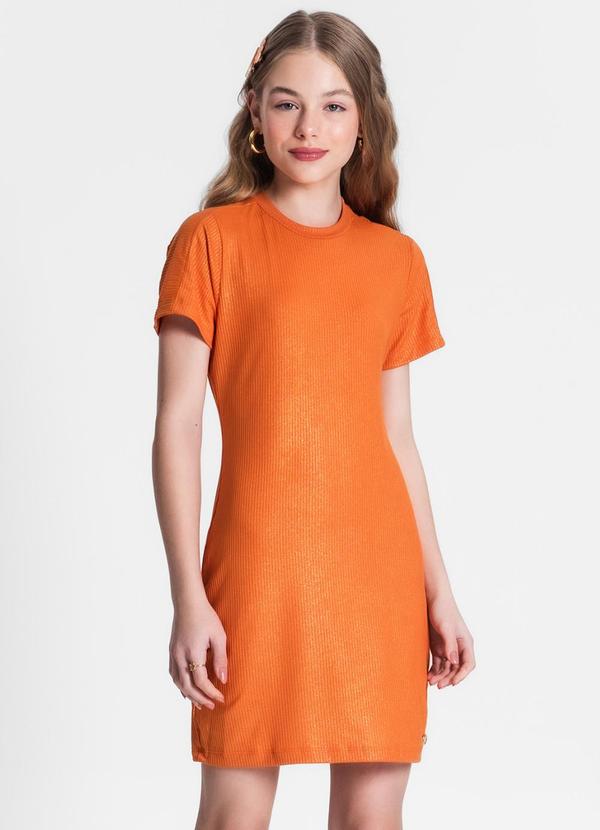 Vestido Juvenil em Ribana Canelada Laranja