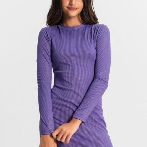 Vestido Juvenil em Ribana Canelada Roxo