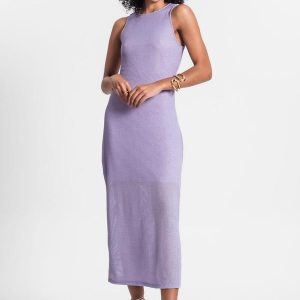 Vestido Longo com Fenda Roxo