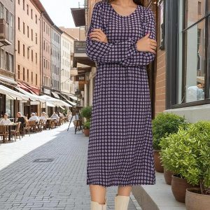 Vestido Midi Geométrico Roxo