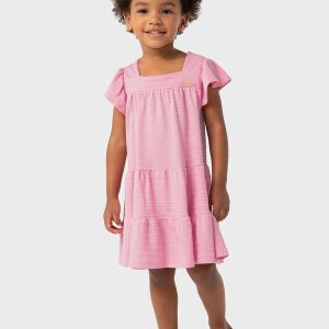 Vestido Rosa Evasê Texturizado