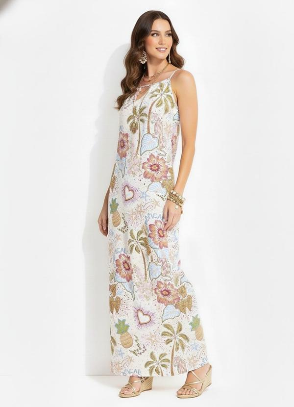 Vestido Selva Colorida em Malha Texturizada