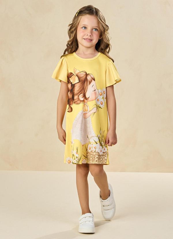 Vestido em Newtech Texturizada Amarelo