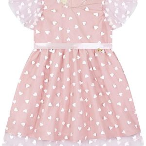 Vestido em Tule 3d Rosa