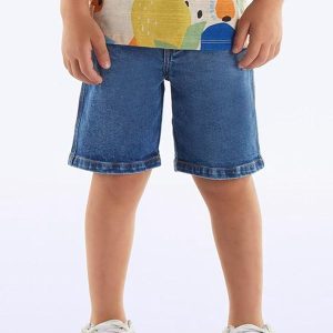 Bermuda Infantil Jeans e Elastano Azul