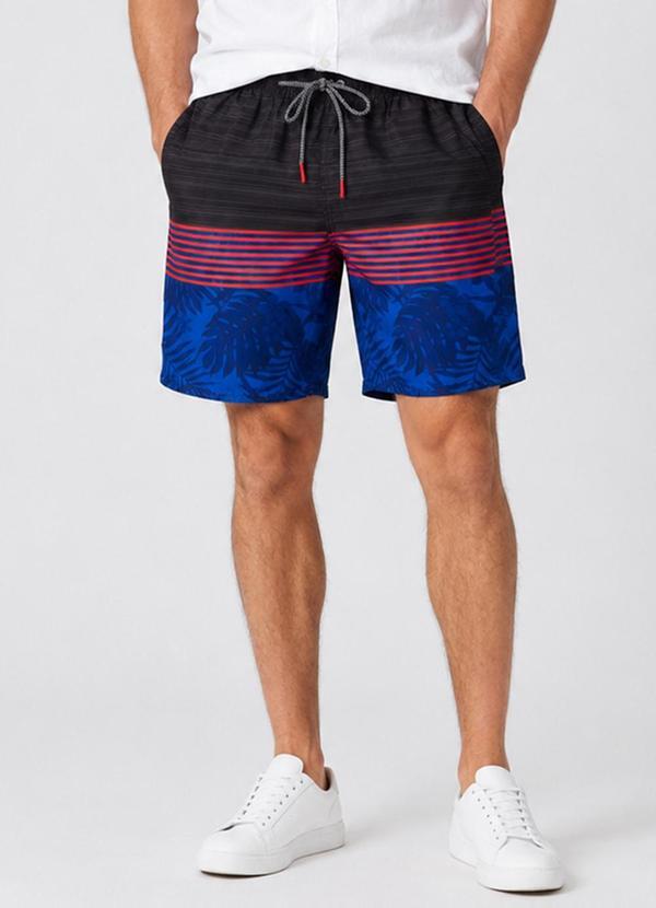 Bermuda Masculina Estampada Tactel Azul