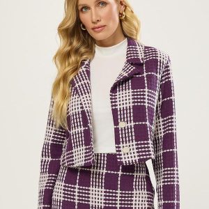 Blazer em Tweed Roxo Figo
