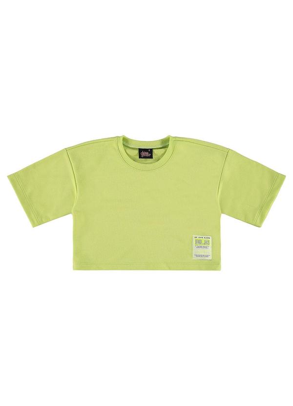 Blusa Básica Cropped em Moletom Verde