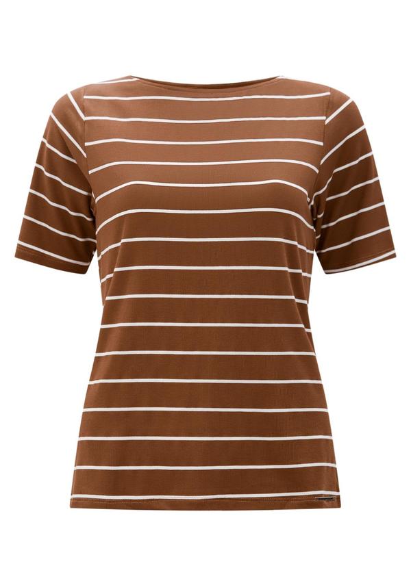 Blusa Dlistrada em Malha Ribana Marrom