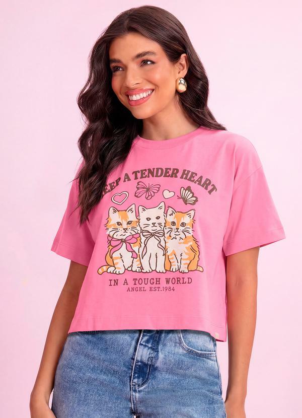 Blusa Gatos em Malhão Rosa