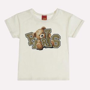 Blusa Infantil Menina Lettering Off White