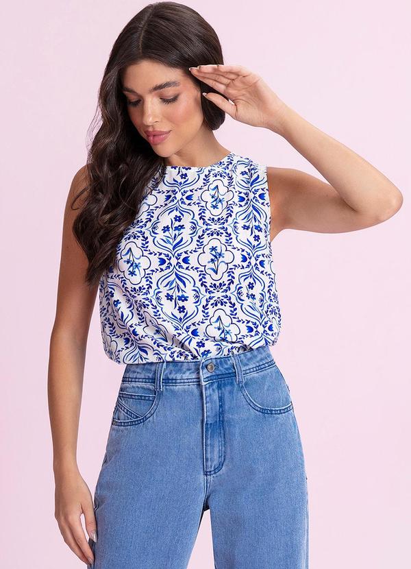 Blusa Regata Estampada Azul