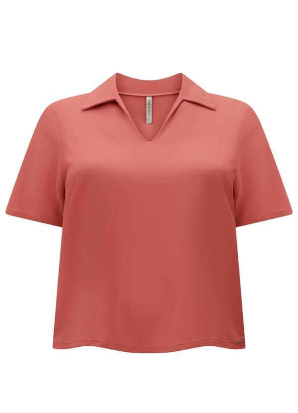 Blusa com Gola e Decote em V Plus Size Laranja