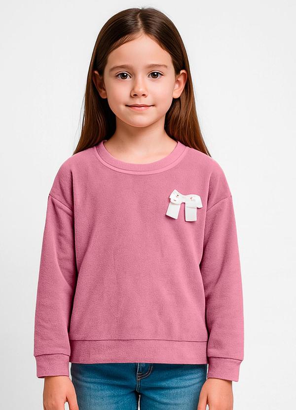 Blusão Infantil Menina com Laço Rosa