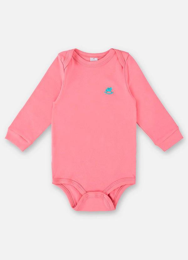 Body Bebê em Suedine Manga Longa Rosa Pink