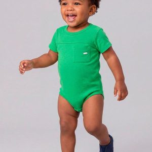 Body com Bolso e Textura Canelada Verde