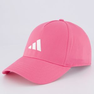 Boné Adidas Logo Infantil Rosa e Branco