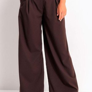 Calça Alfaitaria Risca de Giz Marrom