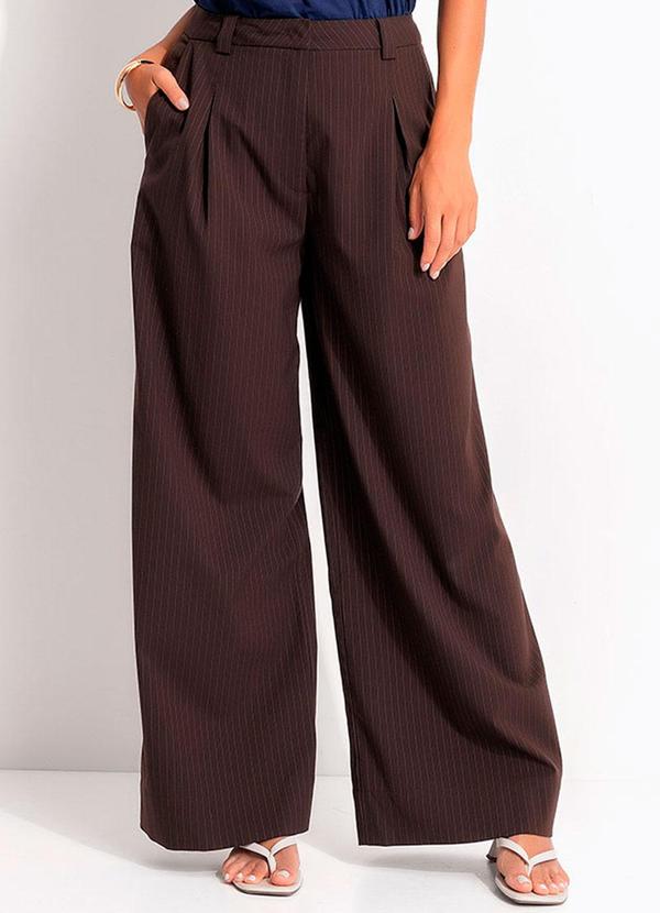 Calça Alfaitaria Risca de Giz Marrom