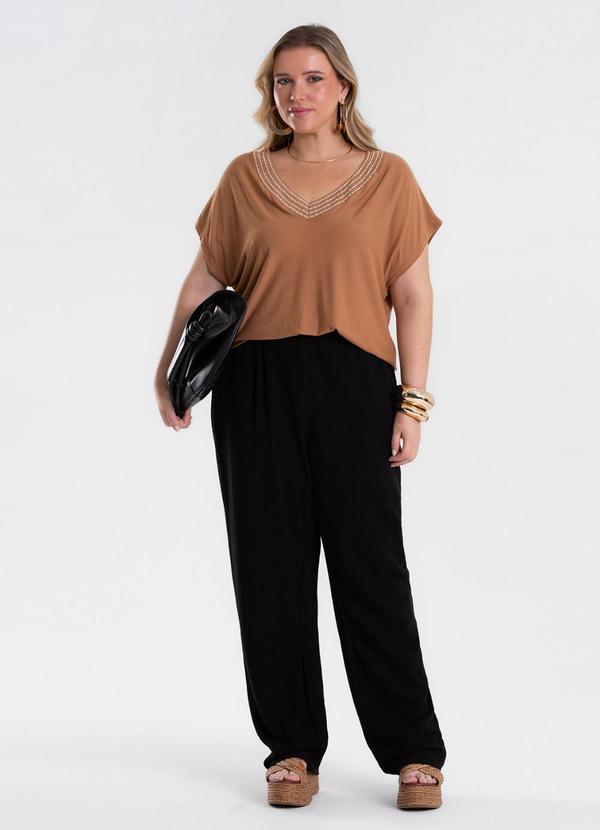 Calça Feminina Reta Linho Preto