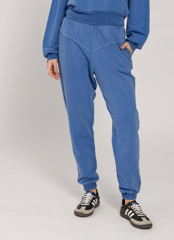 Calça Jogger em Moletom Estonado Azul