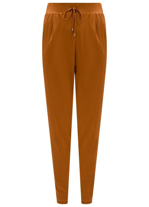 Calça com Bolsos e Cadarço em Moletom Laranja