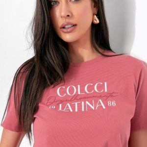 Camiseta em Algodão Rosa