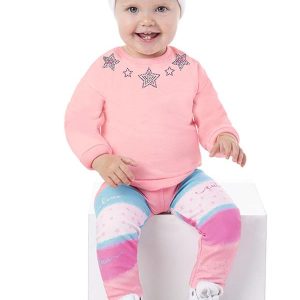 Conjunto Bebê Blusão e Legging Felpado Rosa