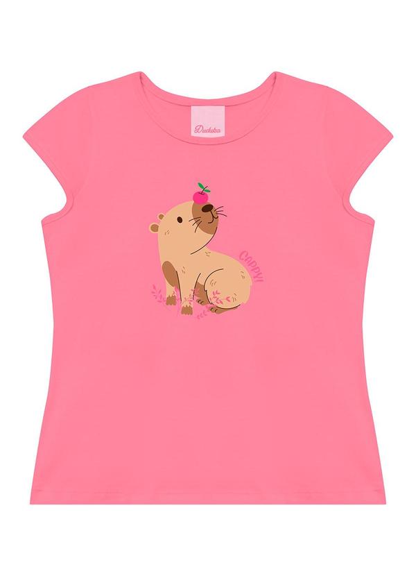 Conjunto Blusa Decote Redondo e Short Saia Rosa