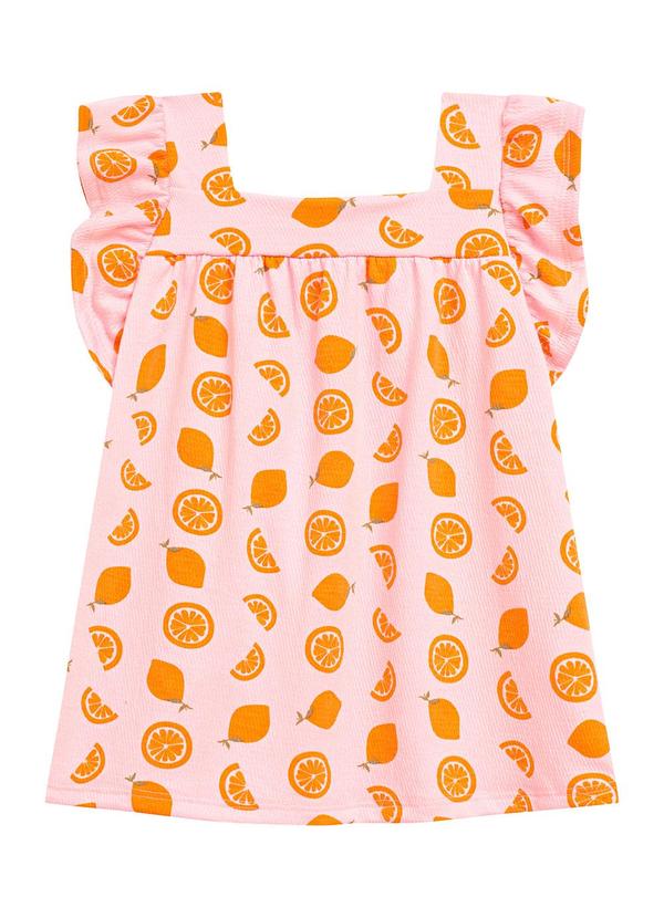 Conjunto Blusa com Mangas Franzidas e Short Rosa