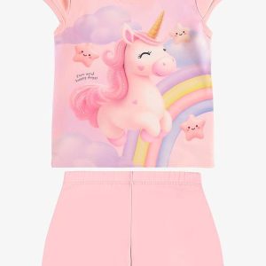 Conjunto Blusa com Shorts Infantil Rosa