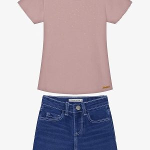 Conjunto Blusa com Shorts Rosa