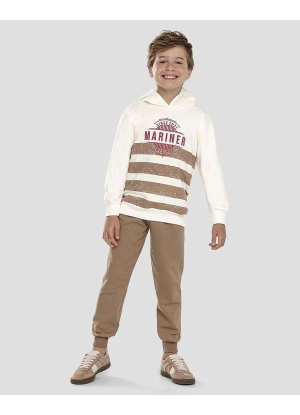 Conjunto Blusão Listrado e Calça Branco
